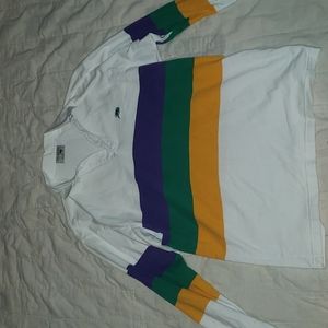 Perlis white, yellow, green, and purple long sleeve collared shirt